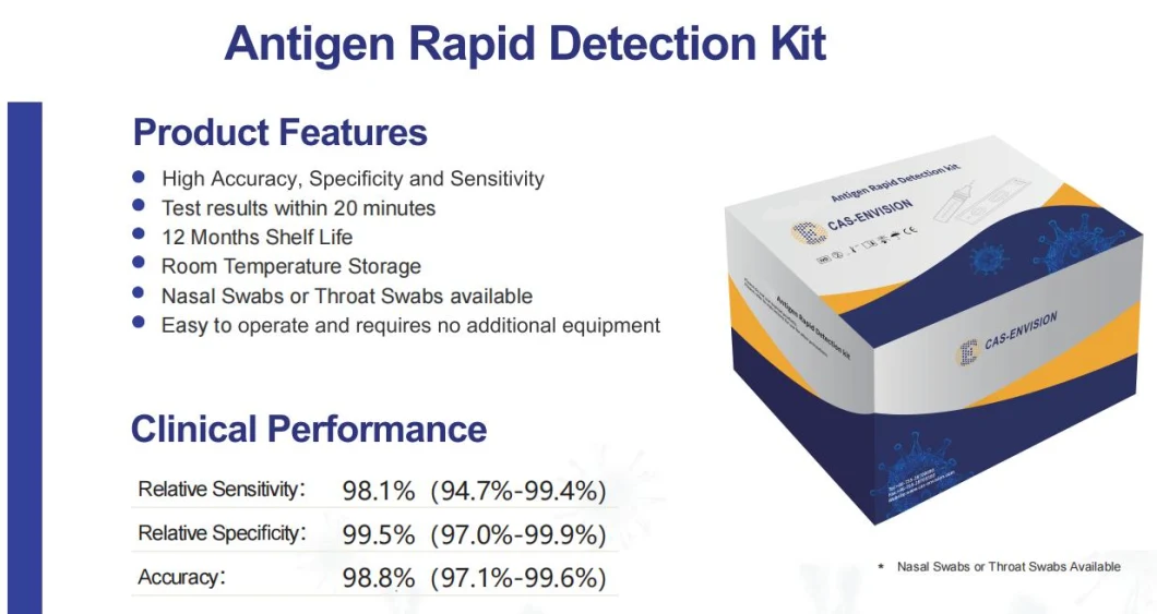 Colloidal Gold Method Rapid Infectious Diseases Test Kit Swan Test Kit for 25 Person