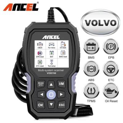 Scanner Ancel VOD700 OBD2 pour lecteur de Code de voiture Volvo outil d'analyse de Diagnostic huile d'injecteur de saignement ABS etc. BMS Epb TPMS DPF réinitialiser